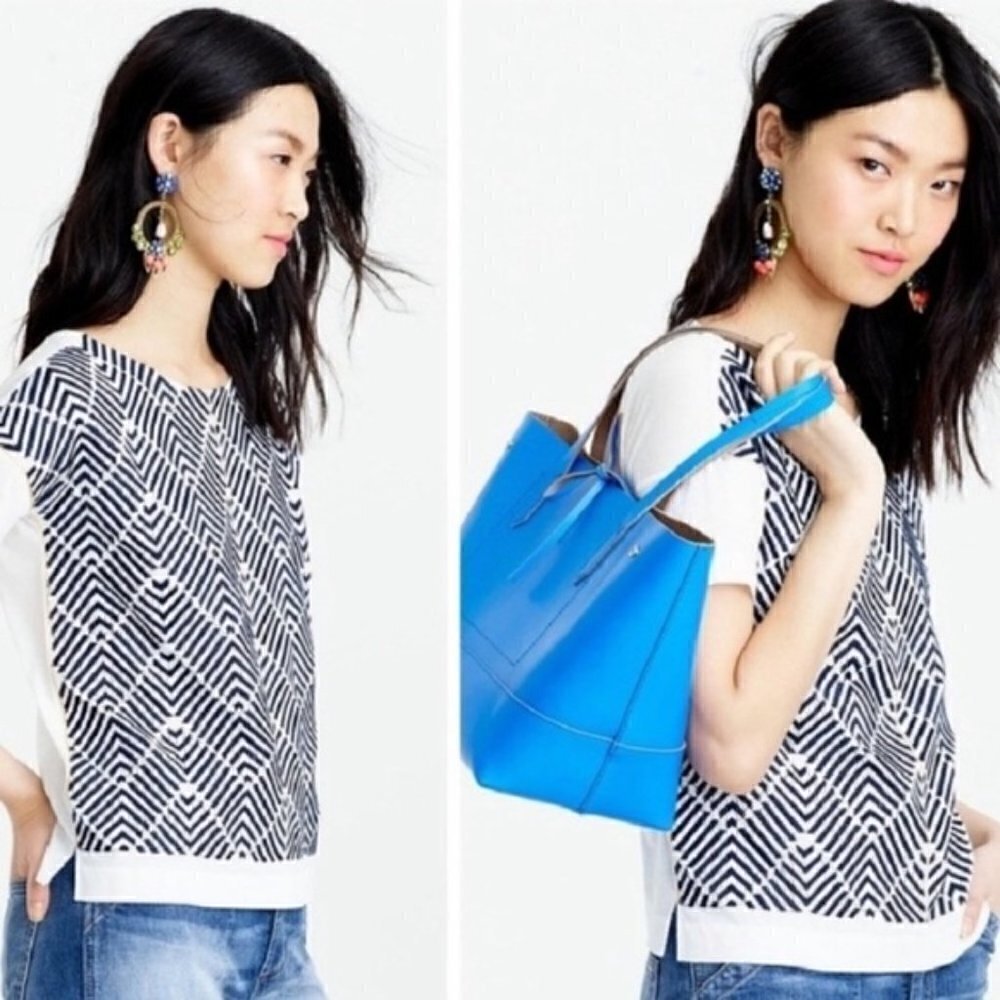 J. Crew Embroidered Herringbone Shirt Size XS